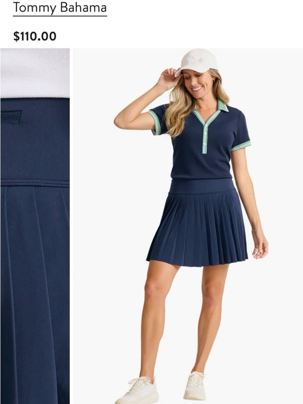 Tommy Bahama Alicia Pleated Skort Navy Blue Tennis Pickleball Medium